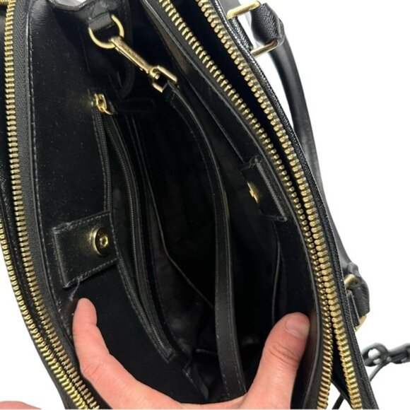 Michael Kors Reese Patent Saffiano Leather Bag Purse Black 30T4GEES3A Handbag - Picture 8 of 15